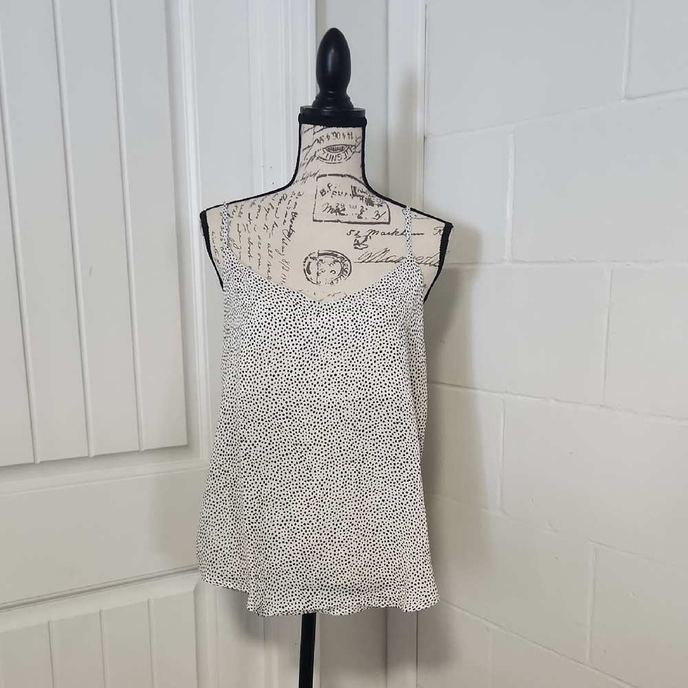 Mine Black & Off White Polka Dot Fully Lined Camisole Size Large NWOT - Picture 1 of 6